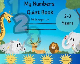 Actividad de emparejamiento de números grandes del 1 al 10 para páginas de libros tranquilos para niños pequeños, carpeta de aprendizaje Montessori para necesidades especiales, juego de espía, libro de actividades preescolar.