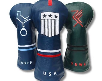 USA Head Cover | Genuine Leather | Fits Driver & 3 Wood | Golf Head Cover | Gift Guide | Poch’s USMNT | Pulisic