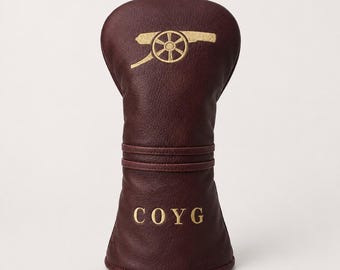 Arsenal Driver Head Cover | Genuine Leather | Supporters Golf | Fits Driver & 3 Wood | Gift Guide