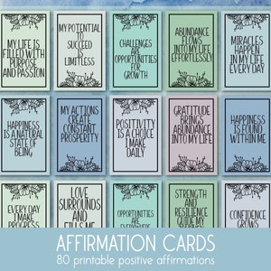80 Affirmationskarten | Selbstliebe & positive Affirmationen | tägliche Affirmationen für Dankbarkeit | Sofortdownload | A4 / US Letter PDF-Größen