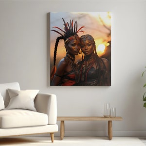African Warrior Queens: Majestic Safari Sunset Print