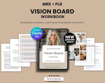Vision Board Workbook with Resell Rights Editable Canva Vision Board To Manifest Your Dreams Journal Printable Positive Affirmations Quotes