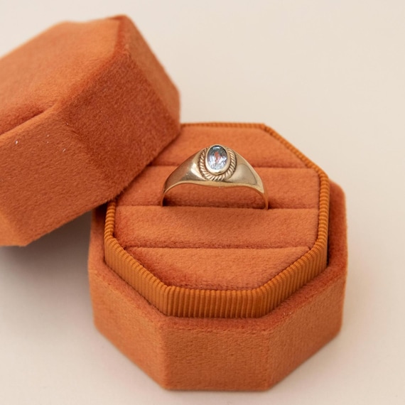 Vintage Goldring mit ovalem Stein | 60er Jahre Siegelring Stil | Gold 333 | Boho Damenring | Minimalistischer Ring | Geschenk für Sie