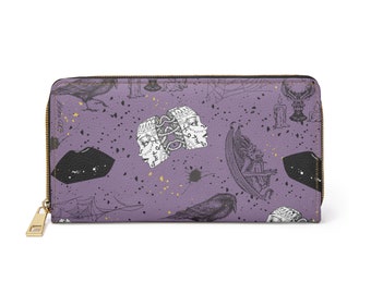 Gothic Lolita - Purple Leather Wallet Gothic Purses and Wallets Black Wallets Goth Accessories Gift for Her Tattoo Style Wallets Cool Wallet