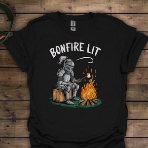 Souls Inspired Tshirt - Unique Video Game Shirt for Gamers - Bonfire Lit Tee - Perfect Gift for Gaming Fans