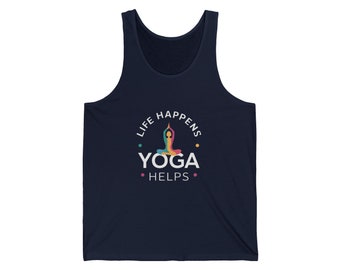 Unisex 'Life Happens Yoga Helps' Jersey Tank Top Gift