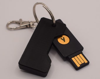 Yubikey 5 NFC / 5C NFC Cover Case with Keyring Clip, 3D Printed