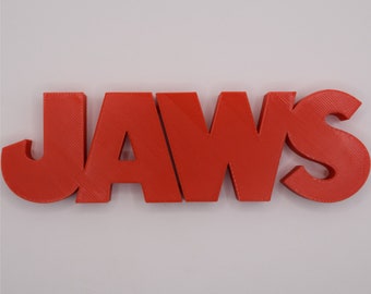 Jaws Logo Sign, 3D Printed Movie Display Ornamental, Collectable Memorabilia