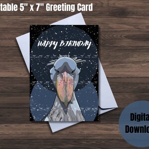Cartão de feliz aniversário para impressão - cartão de feliz aniversário Stork, download instantâneo, design original feito à mão