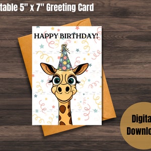 Süße Giraffe Geburtstagskarte, Digitaldruck, Geburtstagskarte, Safari Tier Geschenk, digitaler Download