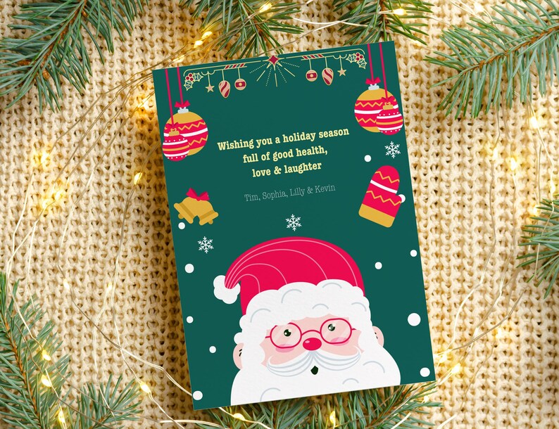 Pack of 4 Editable and Printable Christmas Cards, Editable Canva Cards