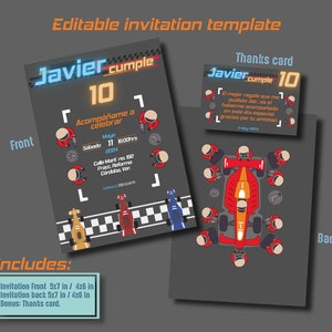 Formula1 invitation, editable, Racing invitation template, Racing Invitation, speed birthday