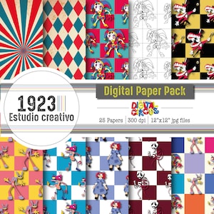 Digital Paper Amazing Digital Circus, Circus, Fondo, Background, ponmi, jax, caine, papel digital, circo, circo digital.
