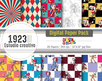 Digitaal papier Geweldig digitaal circus, circus, achtergrond, achtergrond, ponmi, jax, caine, digitaal papier, circus, digitaal circus.