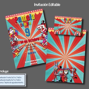 Amazing Digital Circus invitation, Editable Invitation, template, editable template, pomni, caine, jax, printable, birthday party, circus.