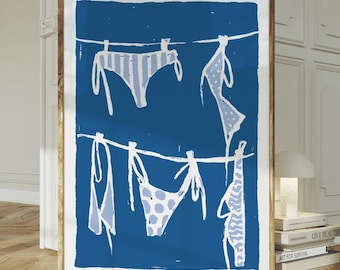 Coastal Beach Bikini Sketch Art Print (Digital Download)