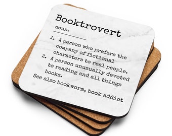 Cork-back coaster - Booktrovert - Custom Book Theme - bookbantergifts