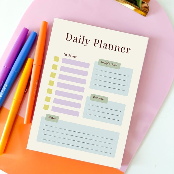 Daily Planner Notepad, To-Do List Notepad, Todays Plan, Daily Goal Planner, Organizer Notepad, Productivity Notepad, Daily To Do Sheet