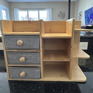 Wooden Makeup Organizer with Drawers and Shelves – Skincare, Cosmetics And Beauty Storage Rack for Vanity or Bathroom Counter