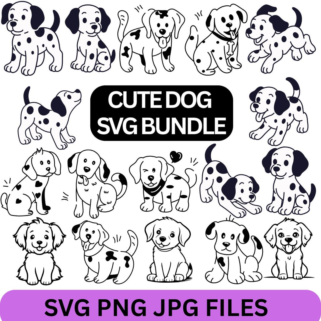 Cute Dog Clipart SVG Bundle | Puppy Design (PNG, JPG Files) - Etsy