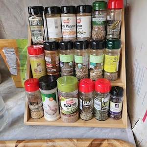 Wooden Spice Rack Wall Spice Display Wooden Display Shelf Spice  Storage Rack Spice Jars Kitchen Storage Kitchen Organizer
