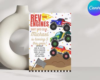Monster Truck Birthday Invitation | Editable Template (Digital Invite)