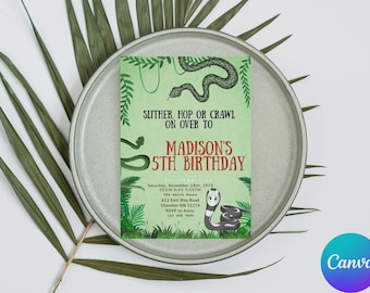 Schlange Geburtstagseinladung Vorlage, Printable Bday Card (Digitaler Download)