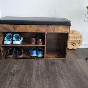 Wooden Handmade Shoe Bench - Modern Shoe Bench - Shoe Storage - Wooden Shoe Rack - Shoe Organizer -  Shoe Shelf - Shoe Bench