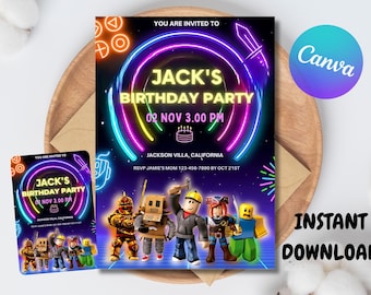Roblox Birthday Invitation, Editable Template (Digital Download)