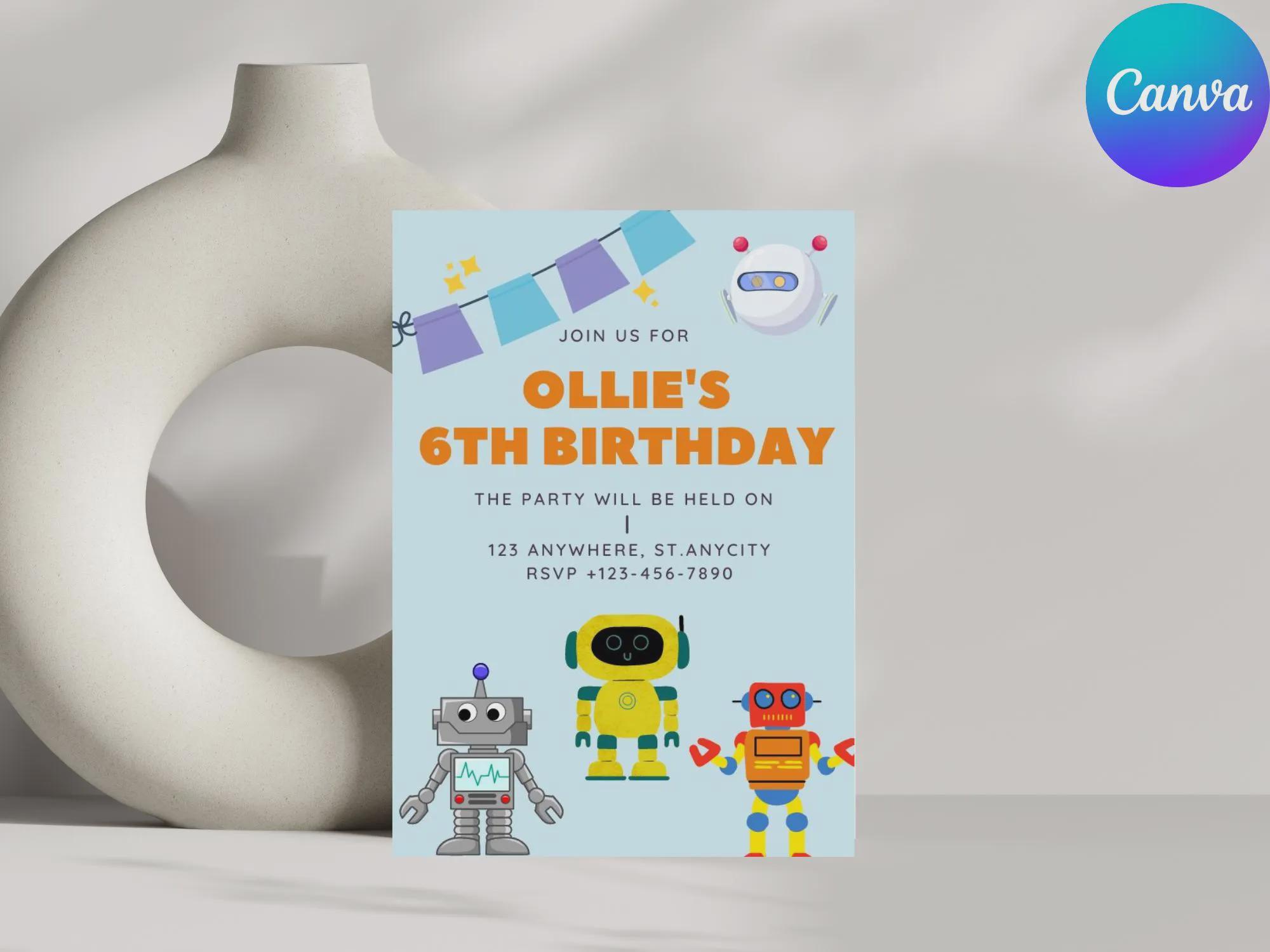 Robot Birthday Invitation, Video Game Astro Party (digital Download) - Etsy