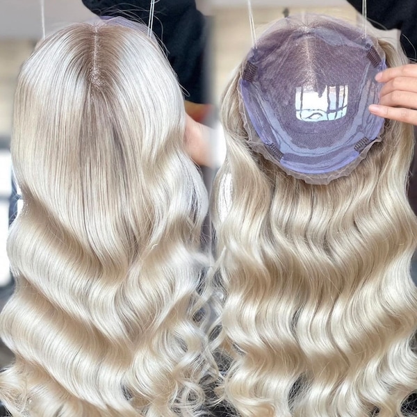 Blondes Haar-Volumen-Topper/blonde Haarverlängerungen/individueller Topper/Vurgin-Haar-Spitzenfront-Premium-Rohhaar-Haarverstärkungs-Topper