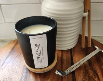 Coffee Shop - Handcrafted Soy Candle, Strong Scent Throw, Gifts