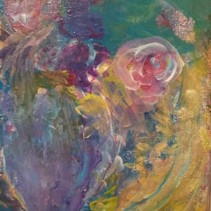 Purple Vase with flowers abstract small canvas original