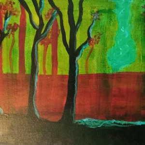 Abstract Painting of forest,acrylic original