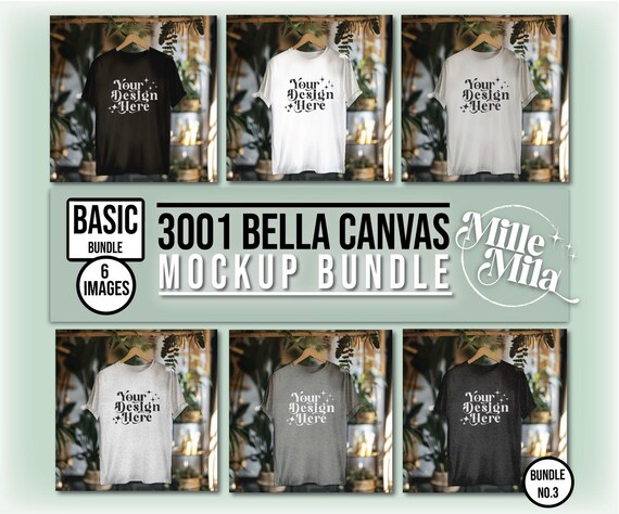 Tshirt mockup Bella Canvas 3001 high quality mock up bundle unisex hanging shirt for pod business mock-up bundl tee mock-ups for etsy shop