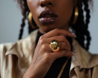 Baloon Dome ring • 18k gold plated, wide ring, large ring Gold dome ring • Minimalist ring • Gift for her • dome ring