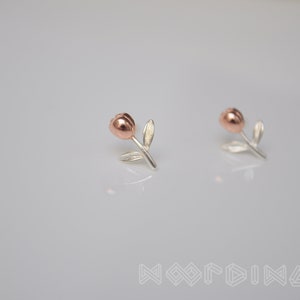 Mignonnes Boucles d'oreilles 'Tulipe' en Argent Sterling et Plaqué Or Rose Style Minimaliste Idée Cadeau Unique image 1