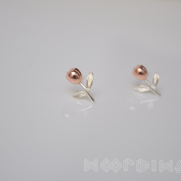 Mignonnes Boucles d'oreilles 'Tulipe' en Argent Sterling et Plaqué Or Rose - Style Minimaliste - Idée Cadeau Unique