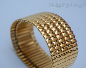 Bracelet "Charlotte Perriand" design architectural original et élégant plaqué or 18 carat