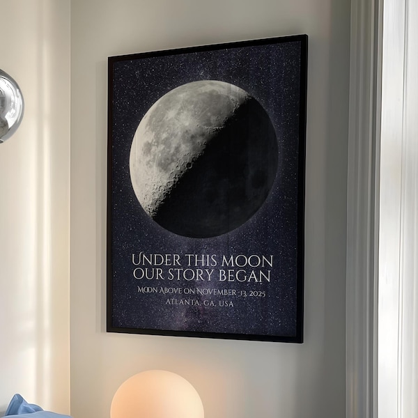 Personalized Engagement Gift, Custom Moon Phase Print, Engagement Gift For Friends, Newly Engaged Couple Moon Phase Poster Engaged Gift