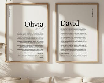 Personalisierte Hochzeit Gelübde Kunst: Gerahmtes Erinnerungsdruckset