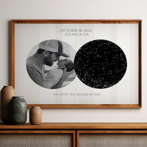 First Fathers Day Gift, The Day You Became My Dad Custom Star Map Print Personalized Star Map Gift for First Time Dad Gift for Fathers Day
