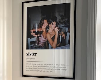Sister Christmas Gifts, PERSONALIZED SISTER DEFINITION Print, Gift for Sister, Wall Art Print, Custom Sister Gift, Photo Definition Print