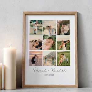 Gepersonaliseerde fotocollagecadeau voor stellen: aangepaste jubileumafdruk of ingelijste kunst