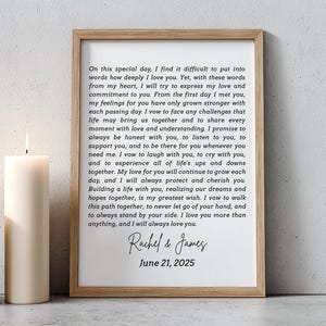 Custom Text Print: Personalized Poem, Wedding Speech Photo Frame