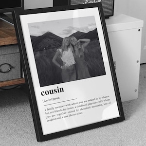 PERSONALISED COUSIN DEFINITION Print, Gift for Cousin, Wall Art Print, Custom Cousin Gift, Photo Definition Print, Custom Gift With Photo