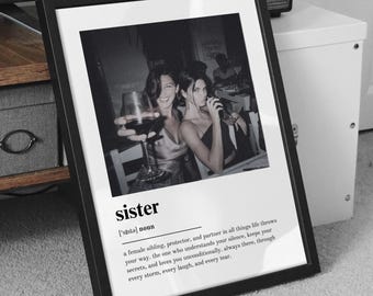 PERSONALISED SISTER DEFINITION Print, Gift for Sister, Wall Art Print, Custom Sister Gift, Photo Definition Print, Custom Gift With Photo