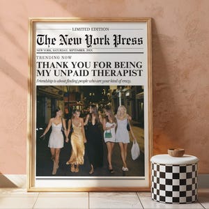 Custom Best Friend Birthday Gift, Best Friend Newspaper Print, Friends Wall Art, Friendship Framed Wall Art, Custom Gift, Friendship Gift