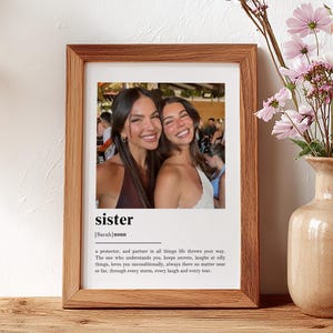 PERSONALISED SISTER DEFINITION Print, Gift for Sister, Wall Art Print, Custom Sister Gift, Photo Definition Print, Custom Gift With Photo