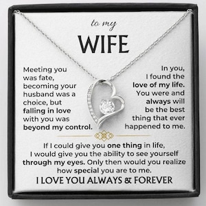 Colar para minha esposa com cartão de mensagem, presente de esposa do marido, presente de aniversário para esposa, presente sentimental para esposa, presente de aniversário para esposa